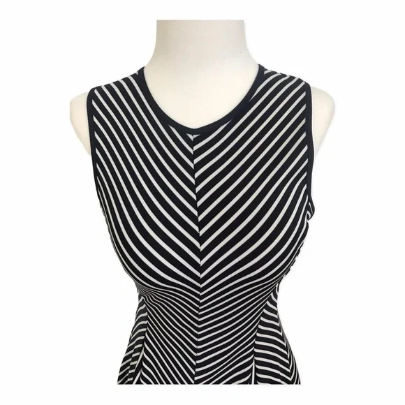 Sophia + Zeke Navy Blue Striped A-Line Dress EUC Size XL - Picture 3 of 9